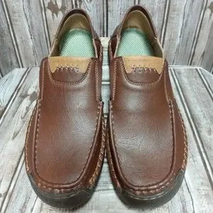 MCEMACHI Men\'s Brown Leather Loafer Slip On Shoes Casual Fashion Professional 43 Men main image 3